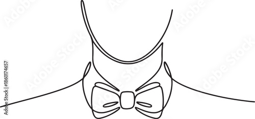 Neck with a bow tie single line art.one line vector illustration with out background.