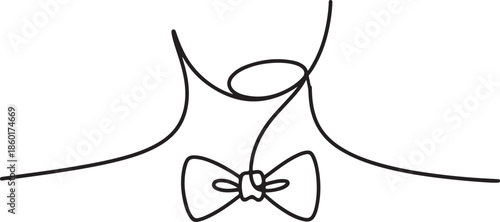 Neck with a bow tie single line art.one line vector illustration with out background.