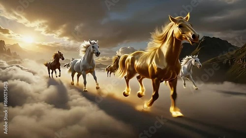 Galloping steeds racing across the plains