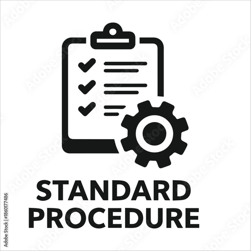Standard Procedure Icon, Business SOP and Process Management Vector, Black and White Office Icon on White Background
