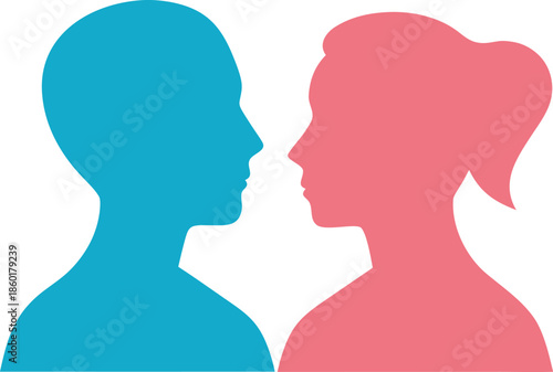 Two silhouettes in conversation isolated on transparent background, Vector, illustration