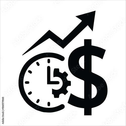 Payroll Icon, Salary Payment and Financial Management Vector, Black and White Office Business Icon on White Background
