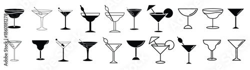 martini icon set espresso martini illustration sign