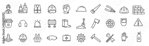 construction line icons set illustration