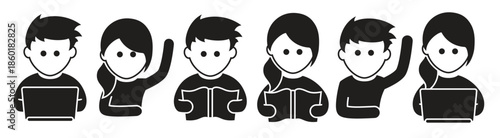 students icons boy and girl 