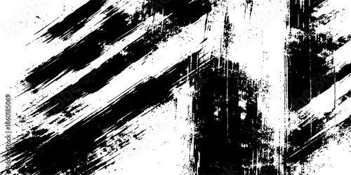 Abstract black and white grunge background vector with an old dirty ink splatter pattern and vintage paint brush stroke frame design featuring a splat stain texture and spray splash border element