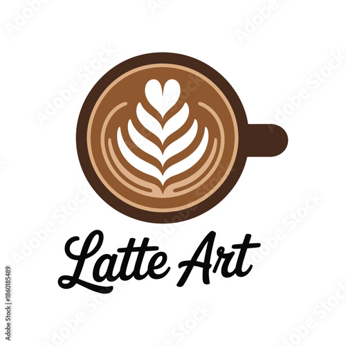 A visually appealing latte art design with the words "Latte Art" written below it.