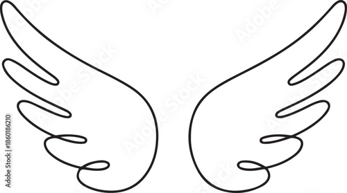 continuous angel wings.one line vector illustration with out background