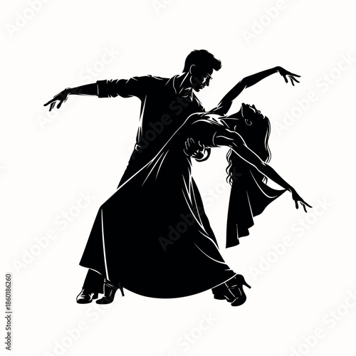 Silhouette of a man and woman dancing together