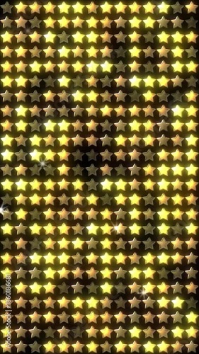 金色の星が点滅して光るグリッター縦型動画