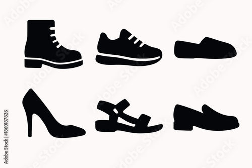 Variety of shoe silhouettes featuring casual, formal, and sporty designs