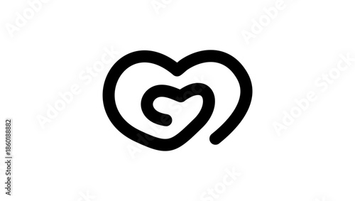 heart in heart  symbol, black isolated silhouette