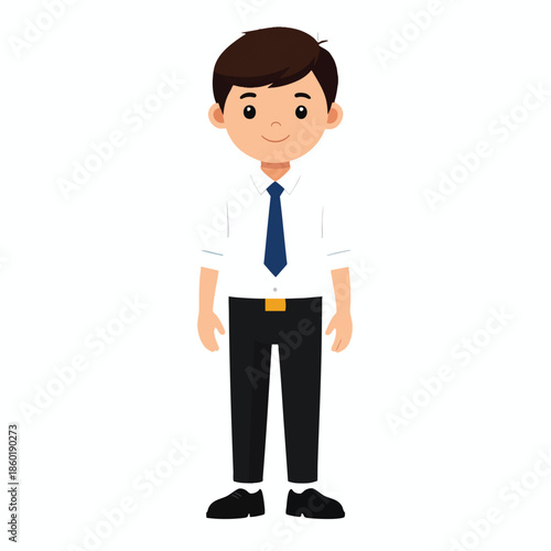 A young businessman standing confidently in a professional attire