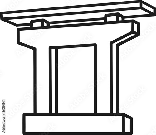 Modern architectural column design element in gray and black