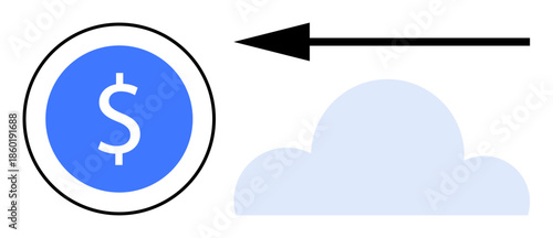 Money transfer concept. Money transfer ed by dollar icon, directional arrow, and cloud. Money transfer simplifies digital financial transactions and payments. Ideal for fintech, banking, online