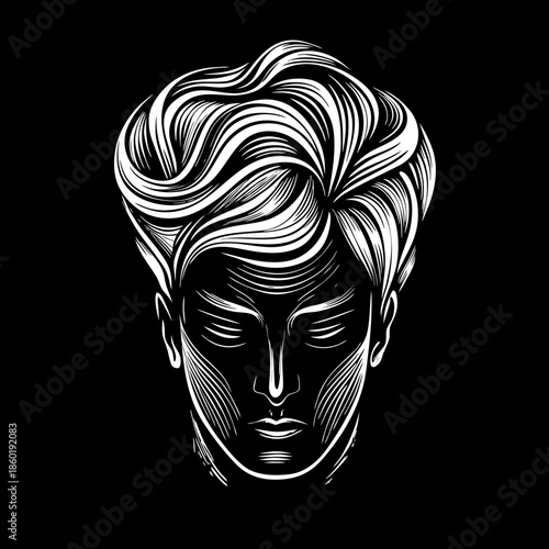 Minimalist Mental Health Icon Abstract Calm Head Silhouette