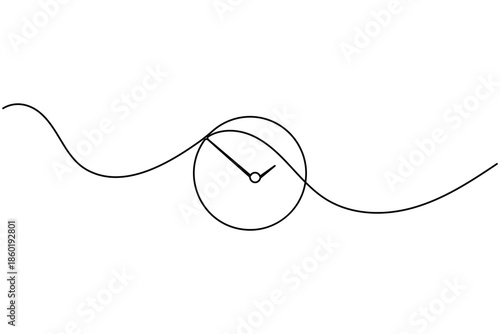 Wall clock icon continuous one line drawing single art minimalist time symbol outline vector illustration