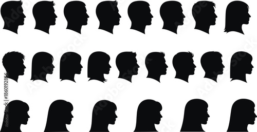 Collection of Elegant Female Silhouettes in Various Poses Including Standing Sitting and Reclining Positions Isolated on White Background for Fashion Design