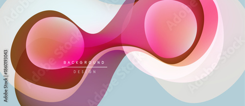 Abstract flowing shapes, pinks, oranges, whites create modern background design. Soft gradients suggest movement, depth.