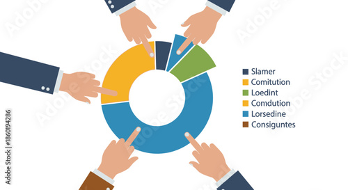 Hands Holding Sections of a Pie Chart.