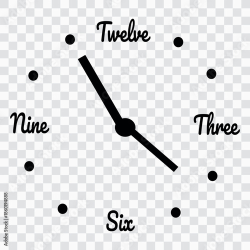 Round Analog Clock Icon Minimal Flat Design