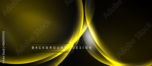 Abstract golden waves over black background. Smooth curves create dynamic visual effect. Modern design element for projects.