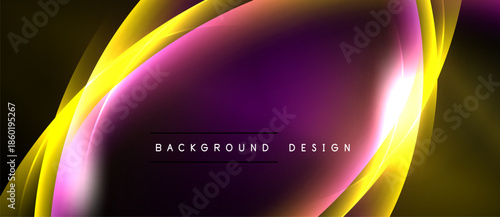 Abstract wavy lines, vibrant colors, purple, yellow, pink. Modern design element for backgrounds, presentations. Smooth gradients create dynamic visual effect.