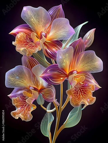 Magical orchid flower glowing fantasy art high resolution picture