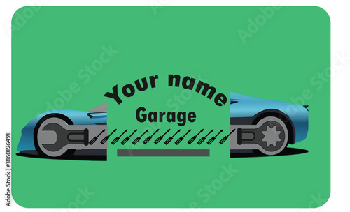 Blue Sports Car on Garage