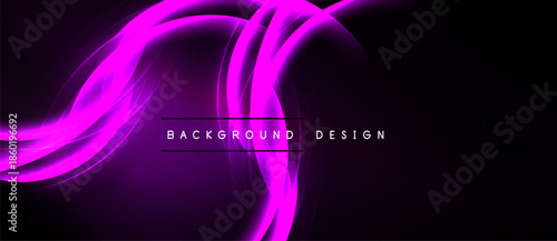 Abstract purple waves over black background. Modern design element, smooth curves, dynamic flow, elegant presentation.