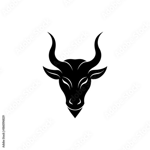 Luxury horned beast face logo with smooth elegant form and high end brand character Vector illustration