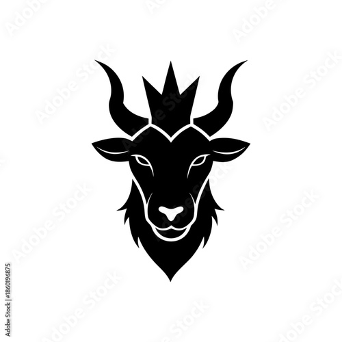 Calm luxury beast face logo with crown inspired elegance and refined premium style Vector illustration