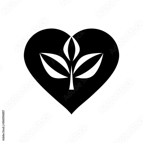 Organic eco friendly heart logo with minimal clean curves and natural harmony Vector illustration