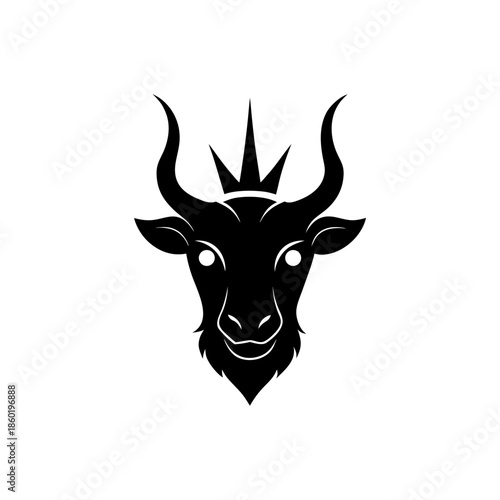 Elegant luxury beast face logo with crown like form and calm sophisticated expression Vector illustration