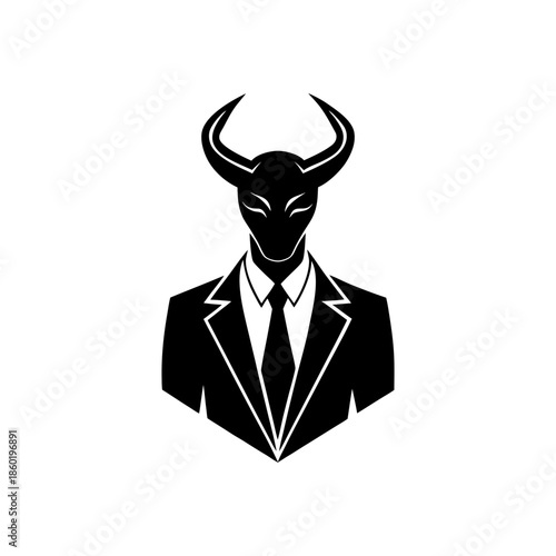 High fashion horned creature logo with smooth powerful form and luxury artistic style Vector illustration