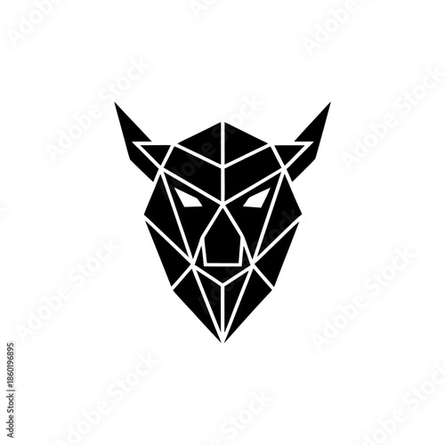 Geometric beast head logo made of triangles and polygons with bold modern style Vector illustration