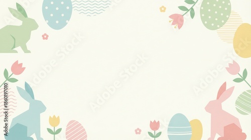 Easter celebration with colorful eggs and bunnies festive background digital illustration spring theme cheerful viewpoint fun concept for family gatherings and seasonal decor