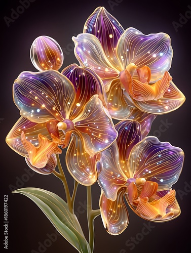 Elegant orchid blossom digital illustration art high resolution picture