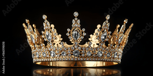 Luxury Gold Crown Adorned with Sparkling Diamonds