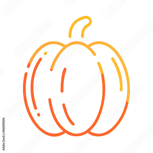 Orange pumpkin iсon in minimal style and soft lines  