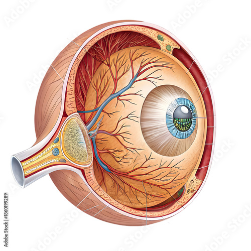 Human Eye Anatomy Diagram - Vision & Optical Structure on transparent background