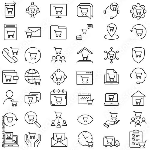 Shopping icon vector set. Online shopping Illustration sign collection. Purchases symbol. Sale logo.