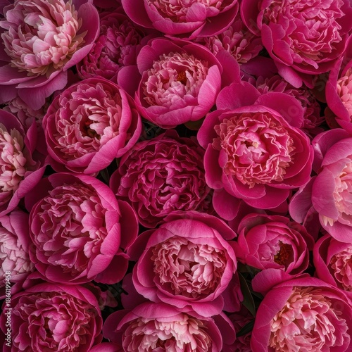 Vibrant close-up of lush peony blooms creating a dense, beautiful floral pattern perfect for springtime backdrops or decorative texture, abstract, backdrop, summer