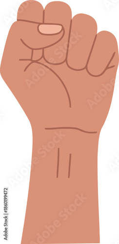 Raised Fist Vector Illustration Symbolizing Power, Protest, Solidarity and Unity