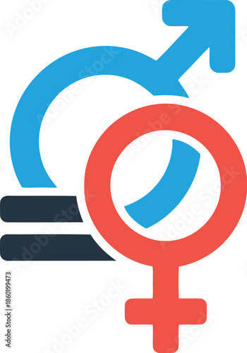 Gender Symbols Icon Vector – Male and Female Signs, Equality Concept, Flat Design Illustration