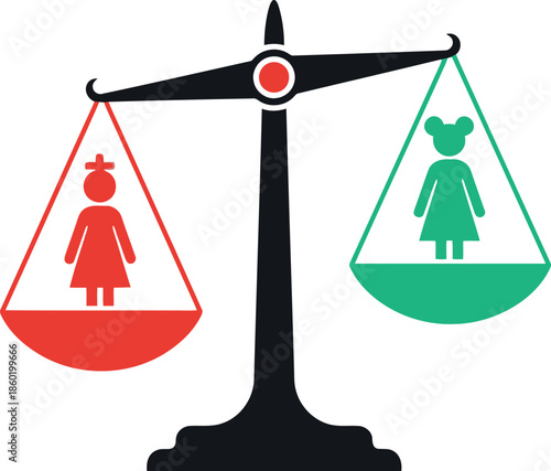 Gender Equality Concept with Imbalanced Scale Illustrating Social Justice and Discrimination