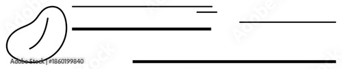 Bean-thumbs up shape accompanied by sleek horizontal lines suggesting motion, speed, and velocity. Ideal for energy, progress, creative flow, innovation, agility, technology simple flat metaphor