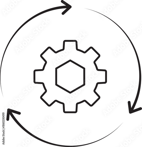 Automation workflow loop icon with gear and circular arrows