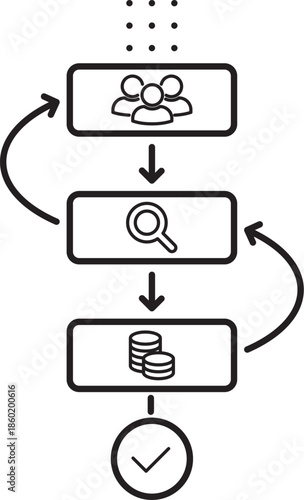 Minimalist Sales Funnel Workflow Icon – Leads to Conversion Process Diagram