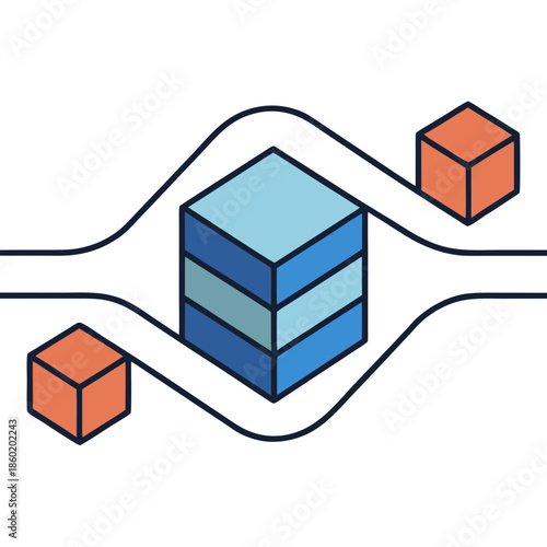 Minimal Abstract Data Flow Symbol with Geometric Wave Motion